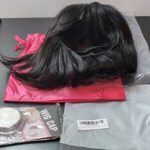 12 Inch Yaki Straight Bob Wig Real Human Hair 180% Density 1B Black Blunt